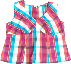 00's Colorful Sleeveless Plaid Blouse by Carolina Colours Plus