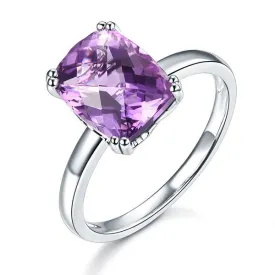 14K White Gold Wedding Promise Anniversary Engagement Ring Purple Amethyst MKR7092