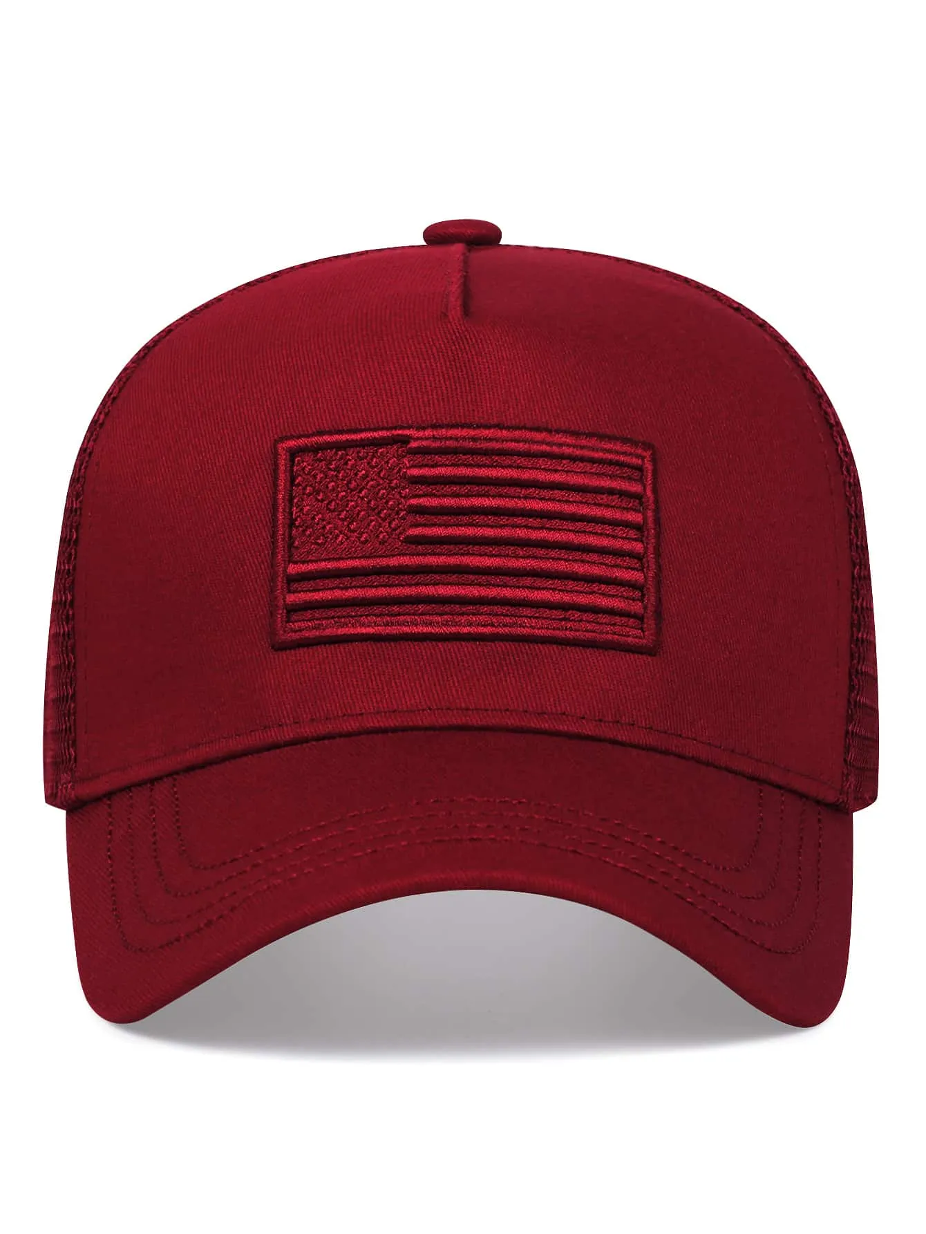 1pc Men American Flag Embroidery Baseball Mesh Cap, Outdoor Adjustable Sunscreen Casual Hat Suitable For Spring/Summer Travel And Beach Vacation