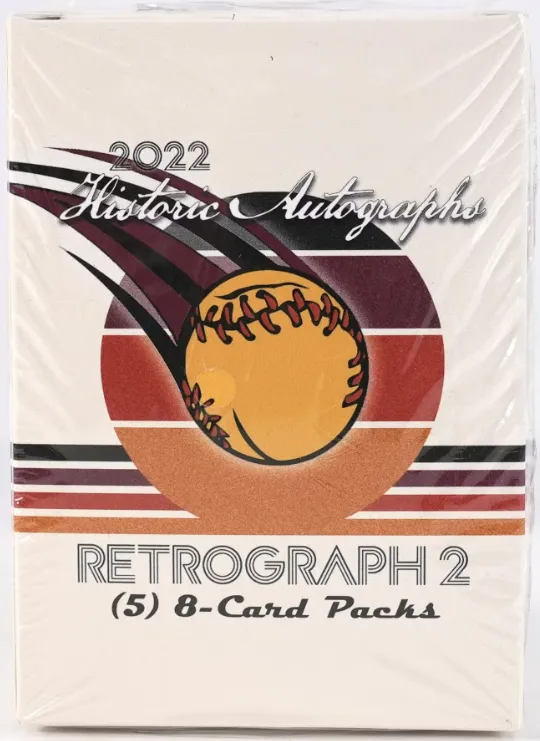 2022 Retrograph 2 Baseball Hobby Box - Historic Autographs - 5 Packs, 8 Cards Per Pack