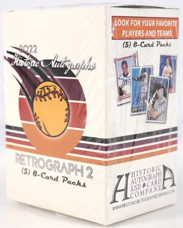 2022 Retrograph 2 Baseball Hobby Box - Historic Autographs - 5 Packs, 8 Cards Per Pack