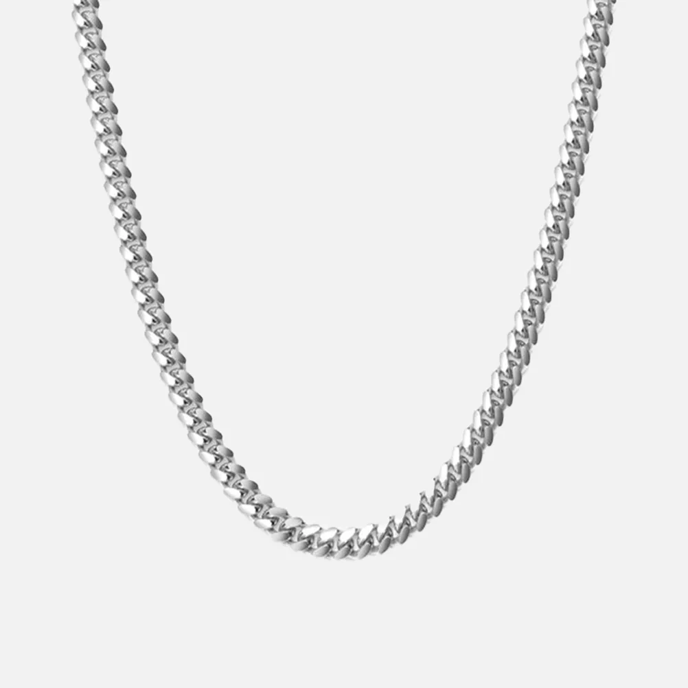 5mm Cuban Chain - Solid White Gold