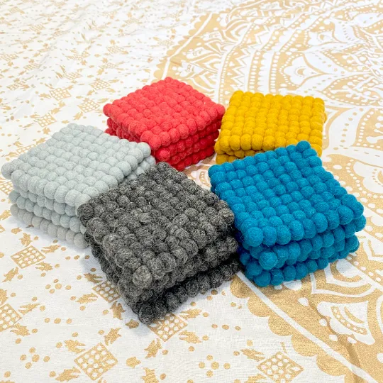 Absorbent Felt Coaster Set, Coasters for Drinks, Set of 4 , Solid Color Coasters, Cup Coasters, Square Felt Coasters, Housewarming gifts