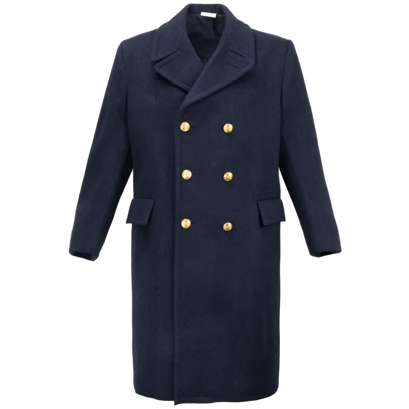 Premium Aeronautica Militare Mens Wool Blue Overcoat - Elegant Officers Coat for Timeless Style