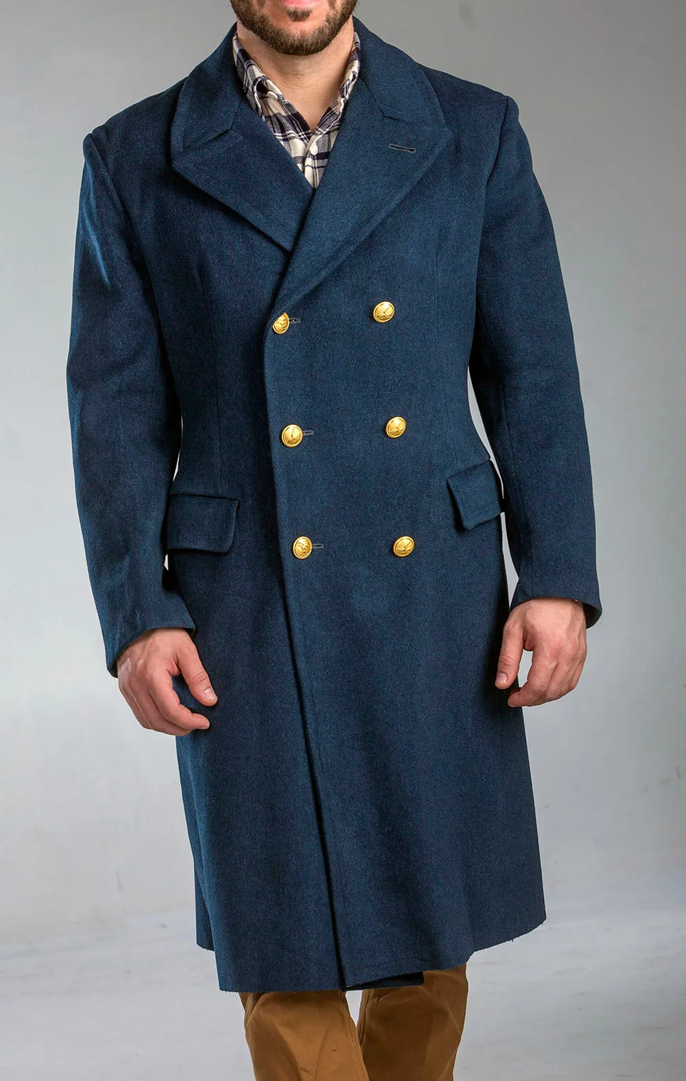 Premium Aeronautica Militare Mens Wool Blue Overcoat - Elegant Officers Coat for Timeless Style