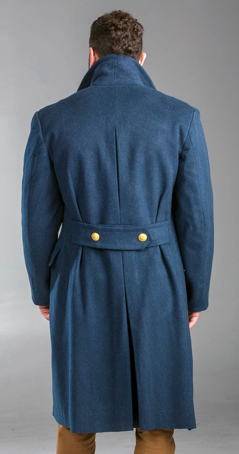 Premium Aeronautica Militare Mens Wool Blue Overcoat - Elegant Officers Coat for Timeless Style