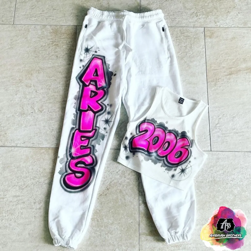 Airbrush 2000s Crop Top And Jogger Set