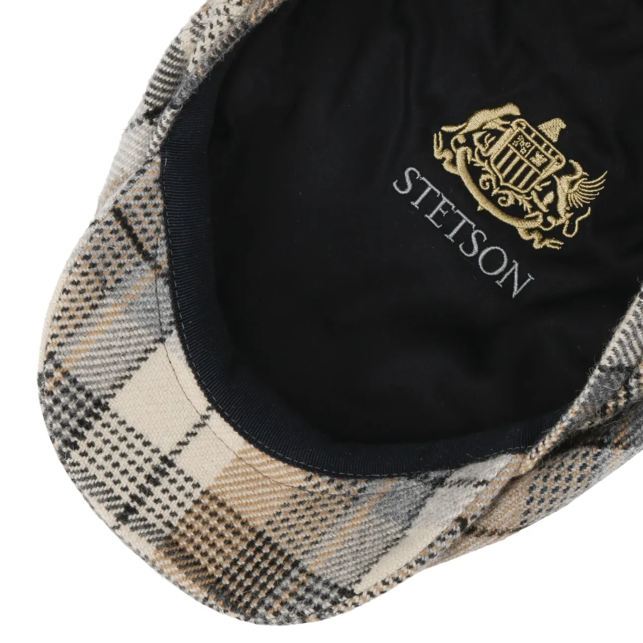 Alpaca Wool Check Driver Flat Cap by Stetson