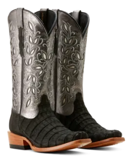 Ariat Ladies Futurity Silk Black Sueded Caiman Boot-10053721