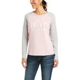 Ariat Ladies Loop Pink and Grey Baseball Tee 10037294