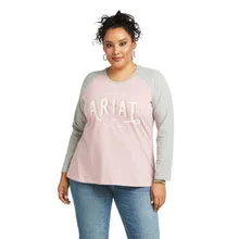 Ariat Ladies Loop Pink and Grey Baseball Tee 10037294