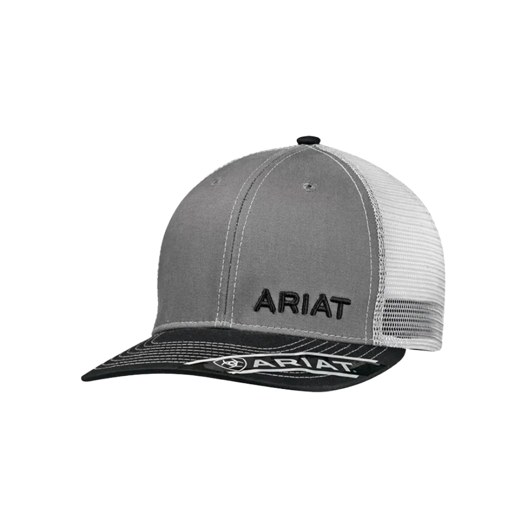 Ariat M&F Grey White Mesh Embroidered Logo Baseball Cap