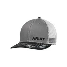 Ariat M&F Grey White Mesh Embroidered Logo Baseball Cap