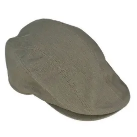 Aspen Linen Cotton Blend Flat Cap - Khaki