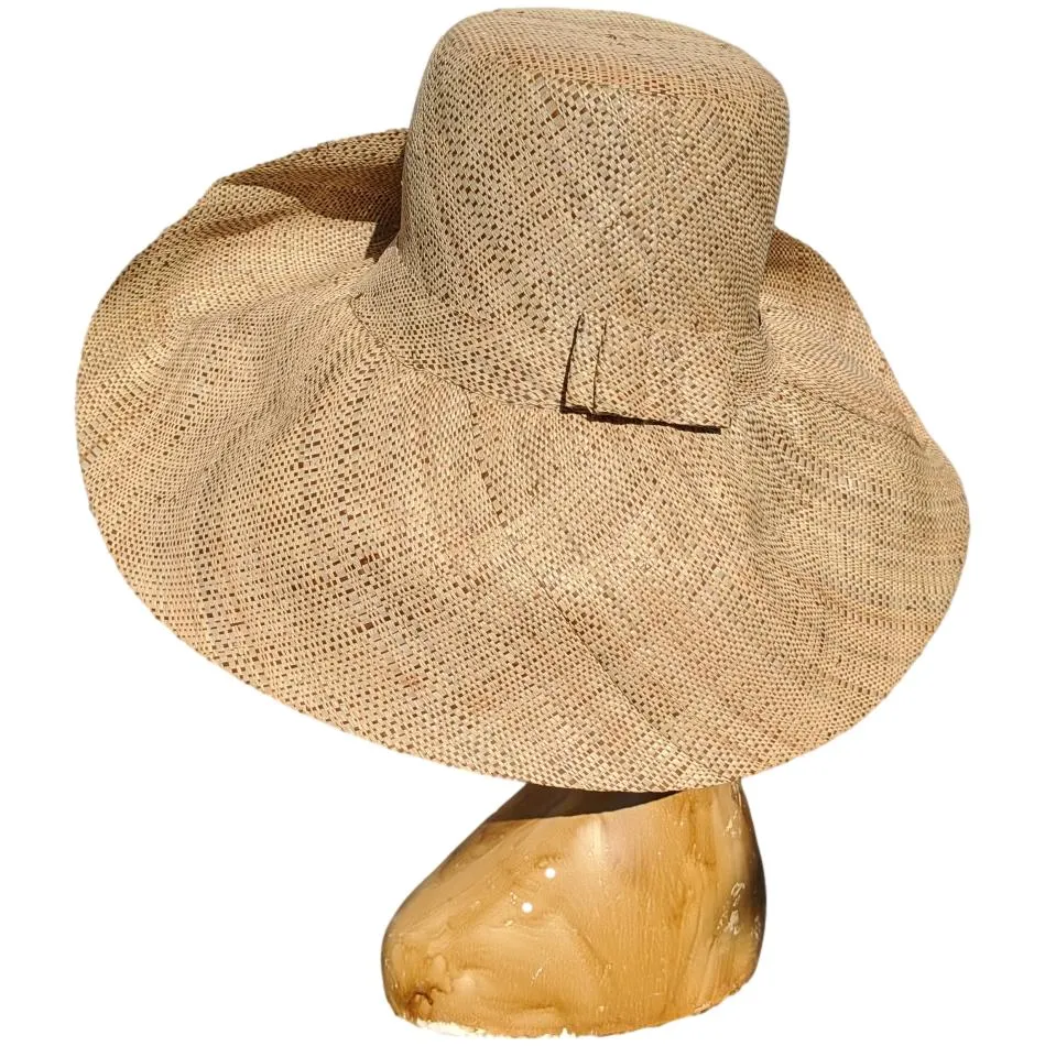 AUDREY | 5 Inches Shapeable Wide Brim Raffia Hat | Natural and Tan | UPF 50