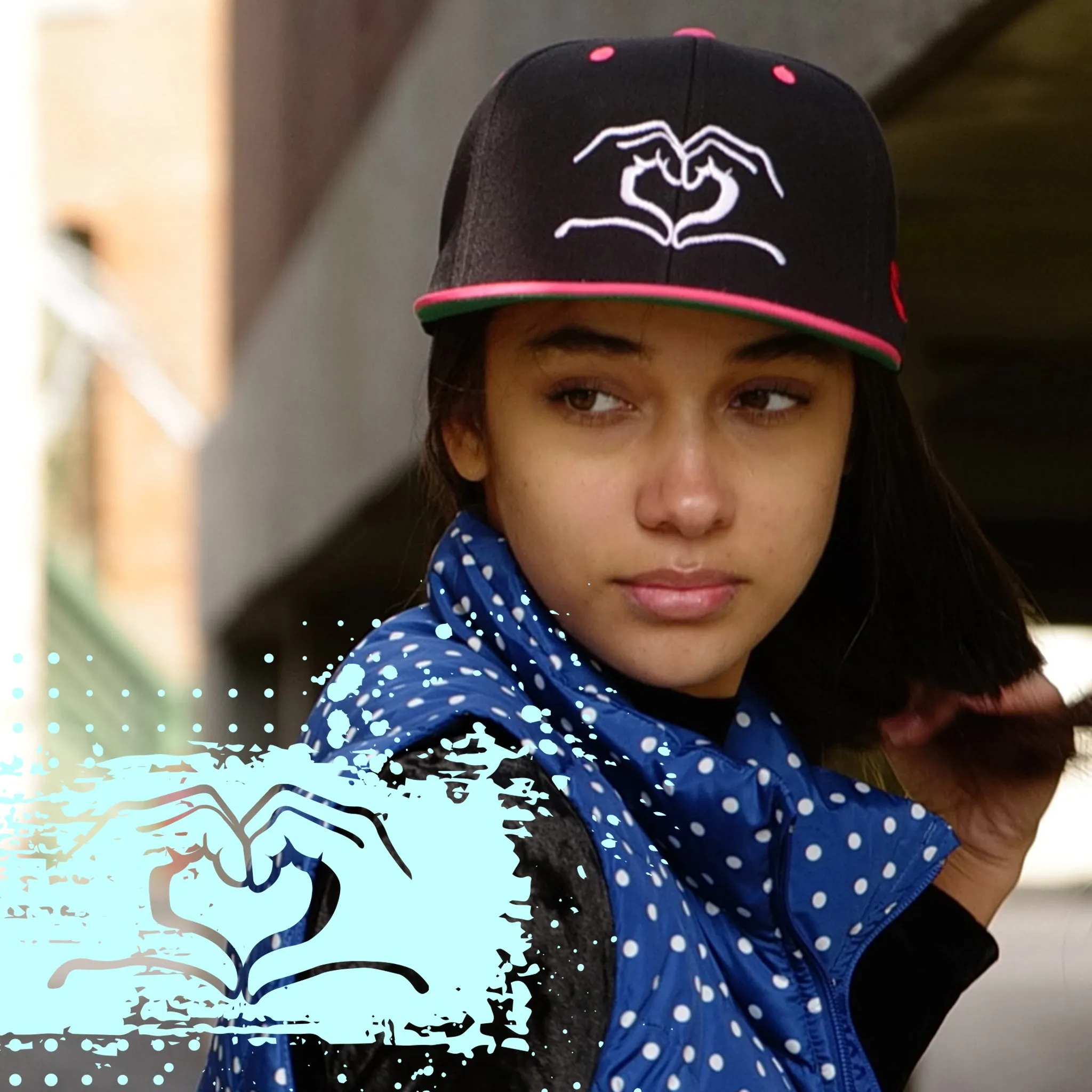 Bad Ass Sketch Hat - Heart Hands Snapback