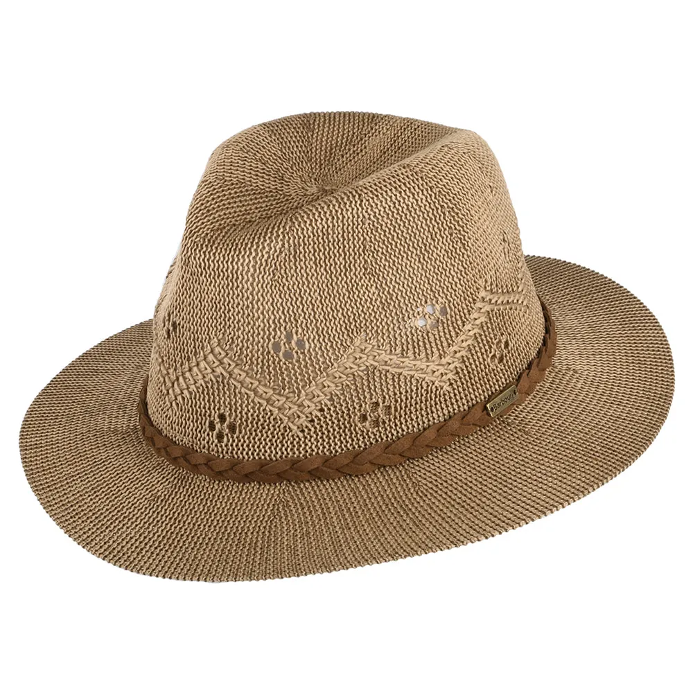 Barbour Hats Flowerdale Crochet Fedora Hat - Light Brown