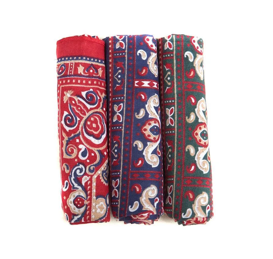 Elegant Barbour Paisley-Printed Cotton Handkerchiefs - Set of 3 Stylish Accessories for Men