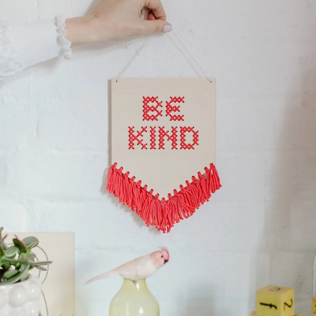 Be Kind Tasseled Embroidery Kit