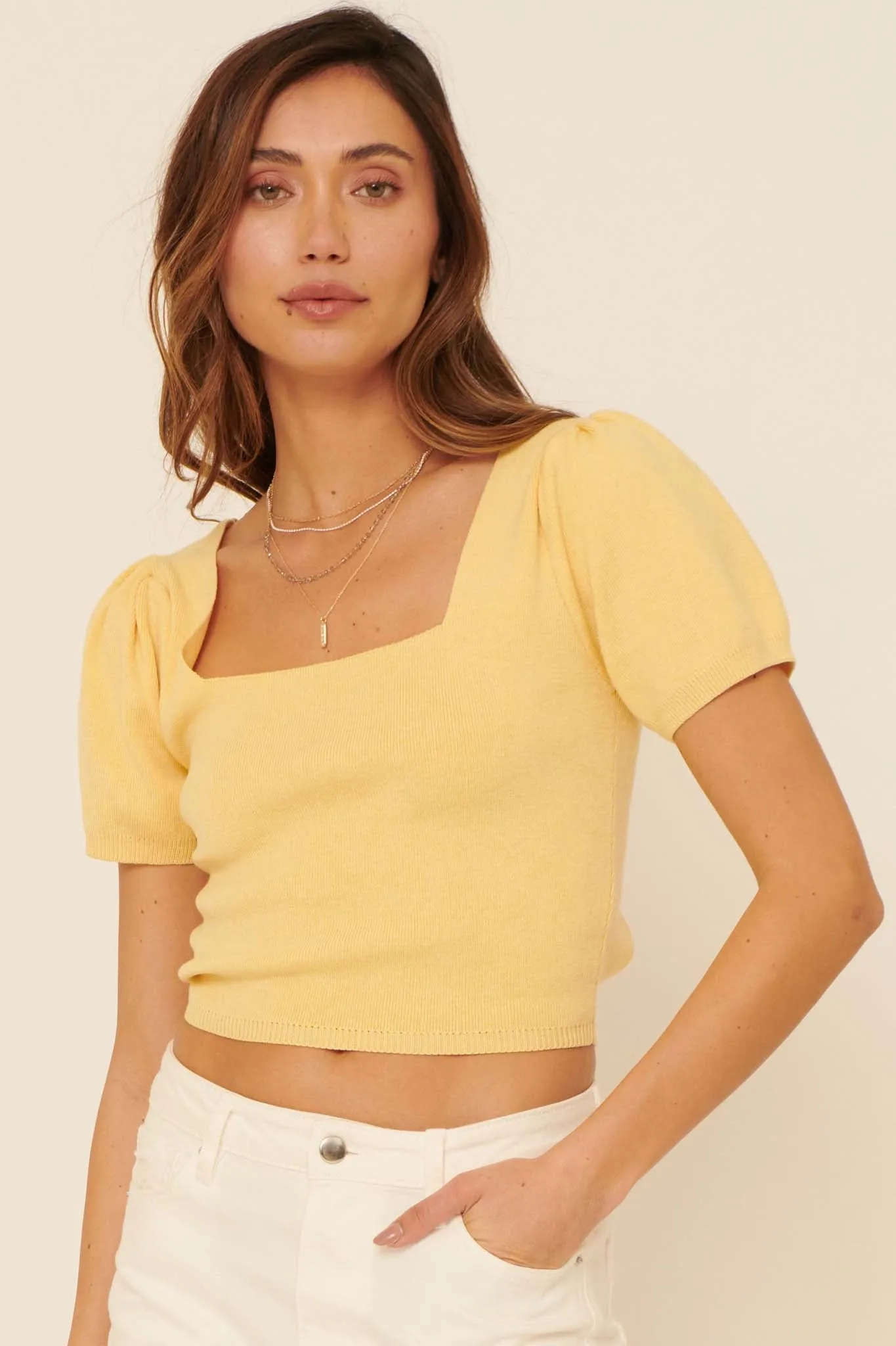 Better Than Ever Lattice-Back Cropped Sweater