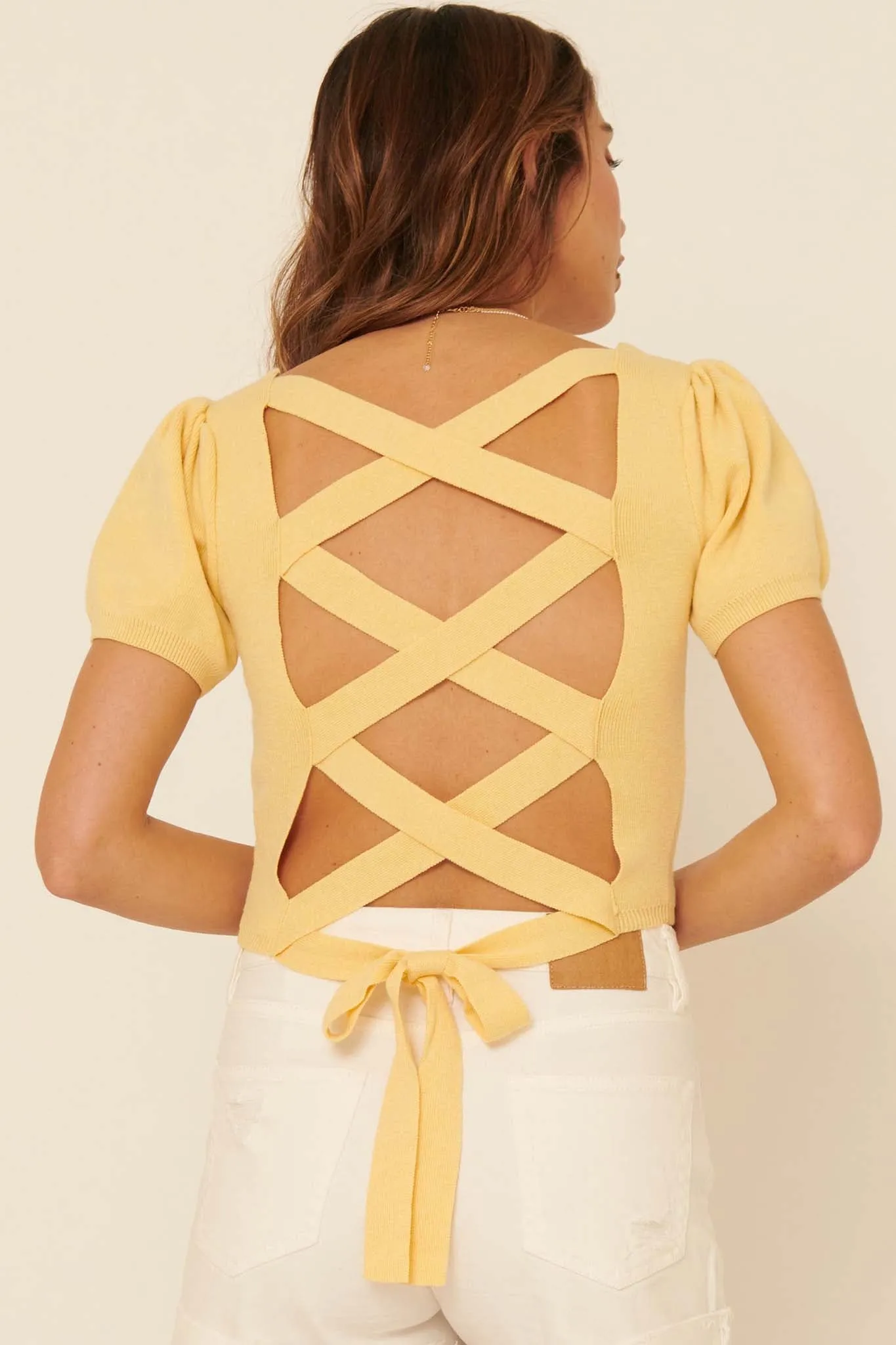 Better Than Ever Lattice-Back Cropped Sweater