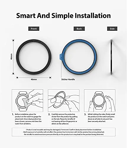 Bezel Styling Compatible with Samsung Galaxy Watch 4 Classic 46mm - Black [46-41]