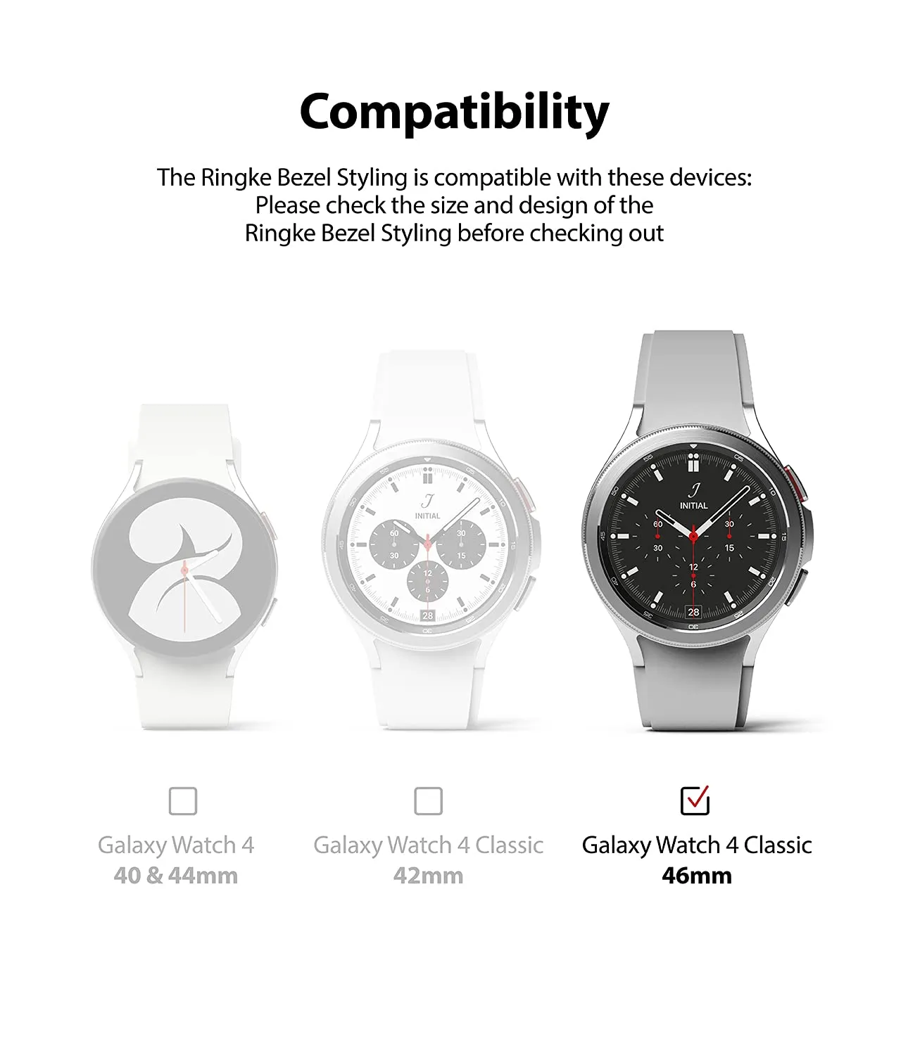 Bezel Styling Compatible with Samsung Galaxy Watch 4 Classic 46mm -  Silver [46-42]