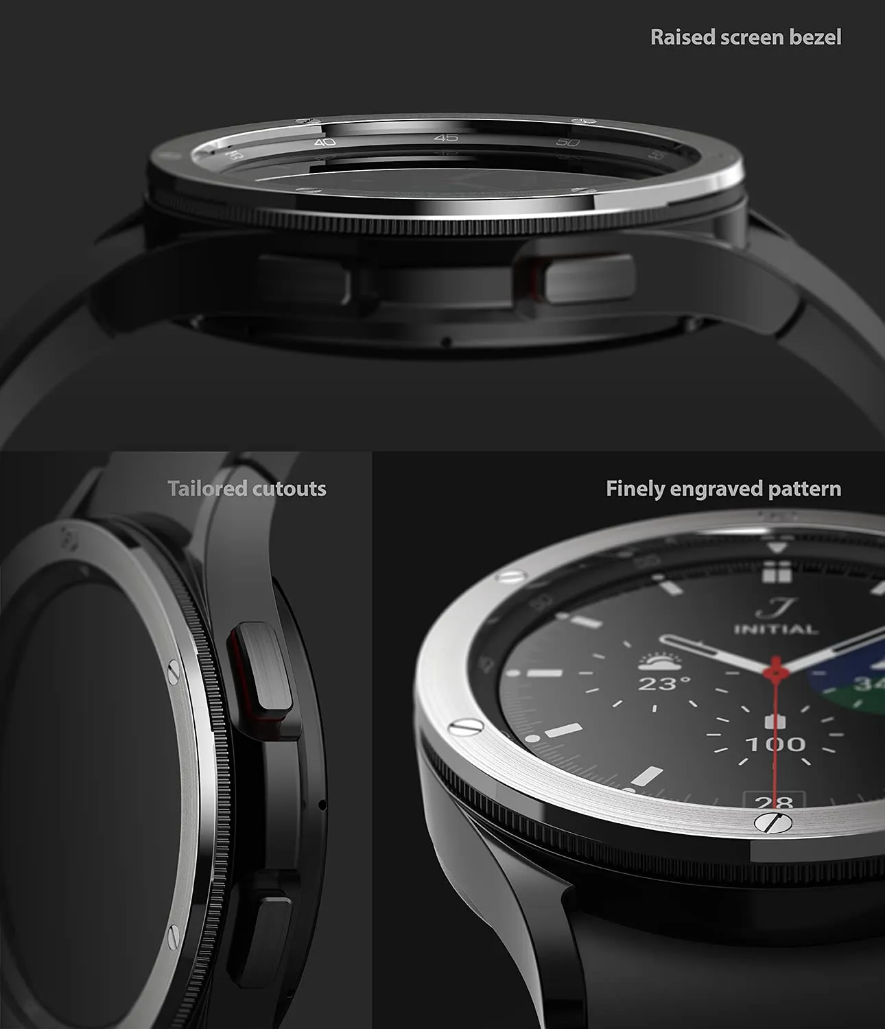 Bezel Styling Compatible with Samsung Galaxy Watch 4 Classic 46mm -  Silver [46-42]