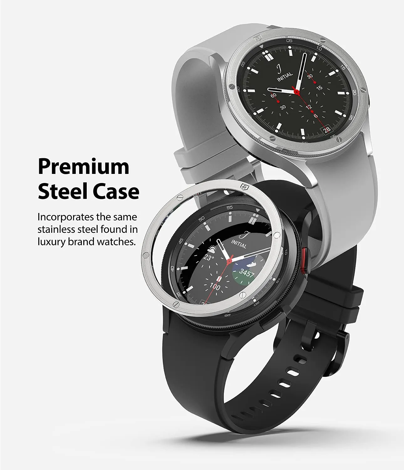 Bezel Styling Compatible with Samsung Galaxy Watch 4 Classic 46mm -  Silver [46-42]