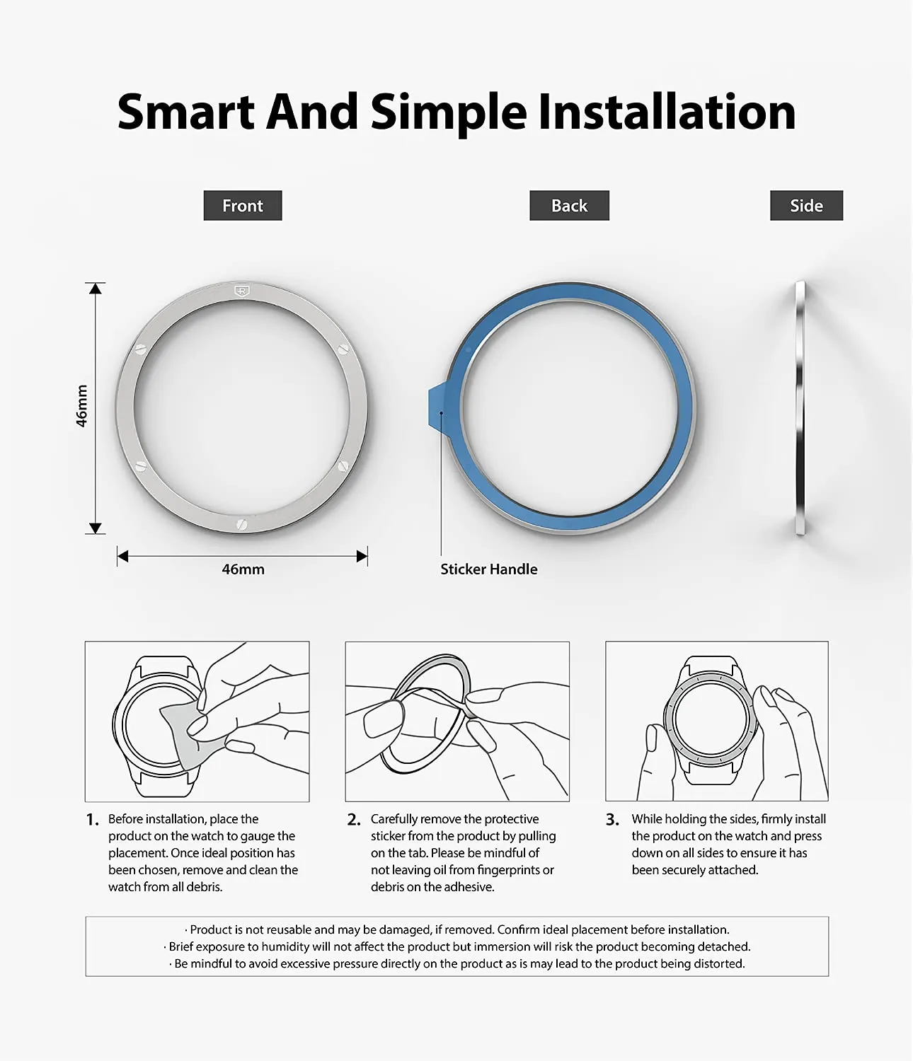 Bezel Styling Compatible with Samsung Galaxy Watch 4 Classic 46mm -  Silver [46-42]