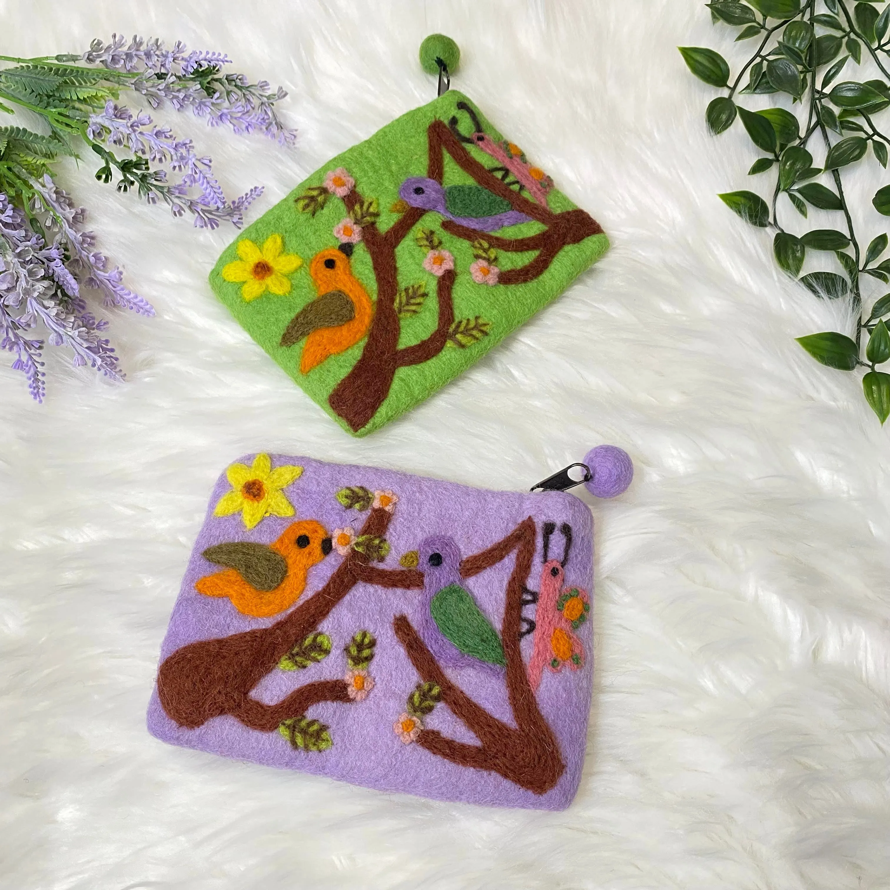 Bird Theme Handmade Felt Pouch