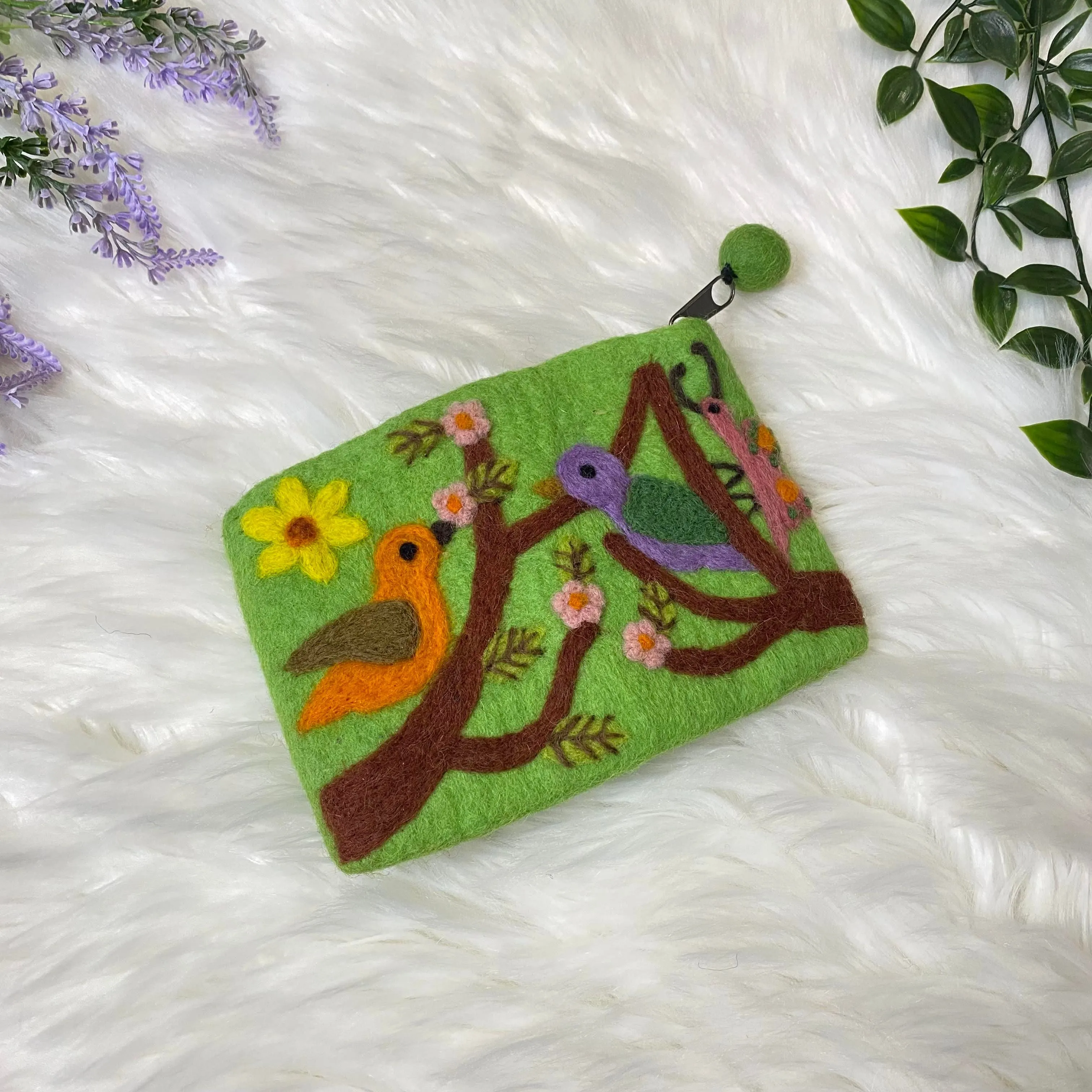 Bird Theme Handmade Felt Pouch