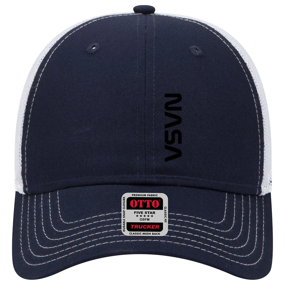 Black NASA Letter 6 Panel Low Profile Mesh Back Trucker Hat - for Men and Women…