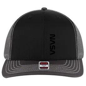 Black NASA Letter 6 Panel Mid Profile Mesh Back Trucker Hat - For Men and Women