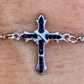 Bling Cross - Black Stone - Bracelet - 2605B