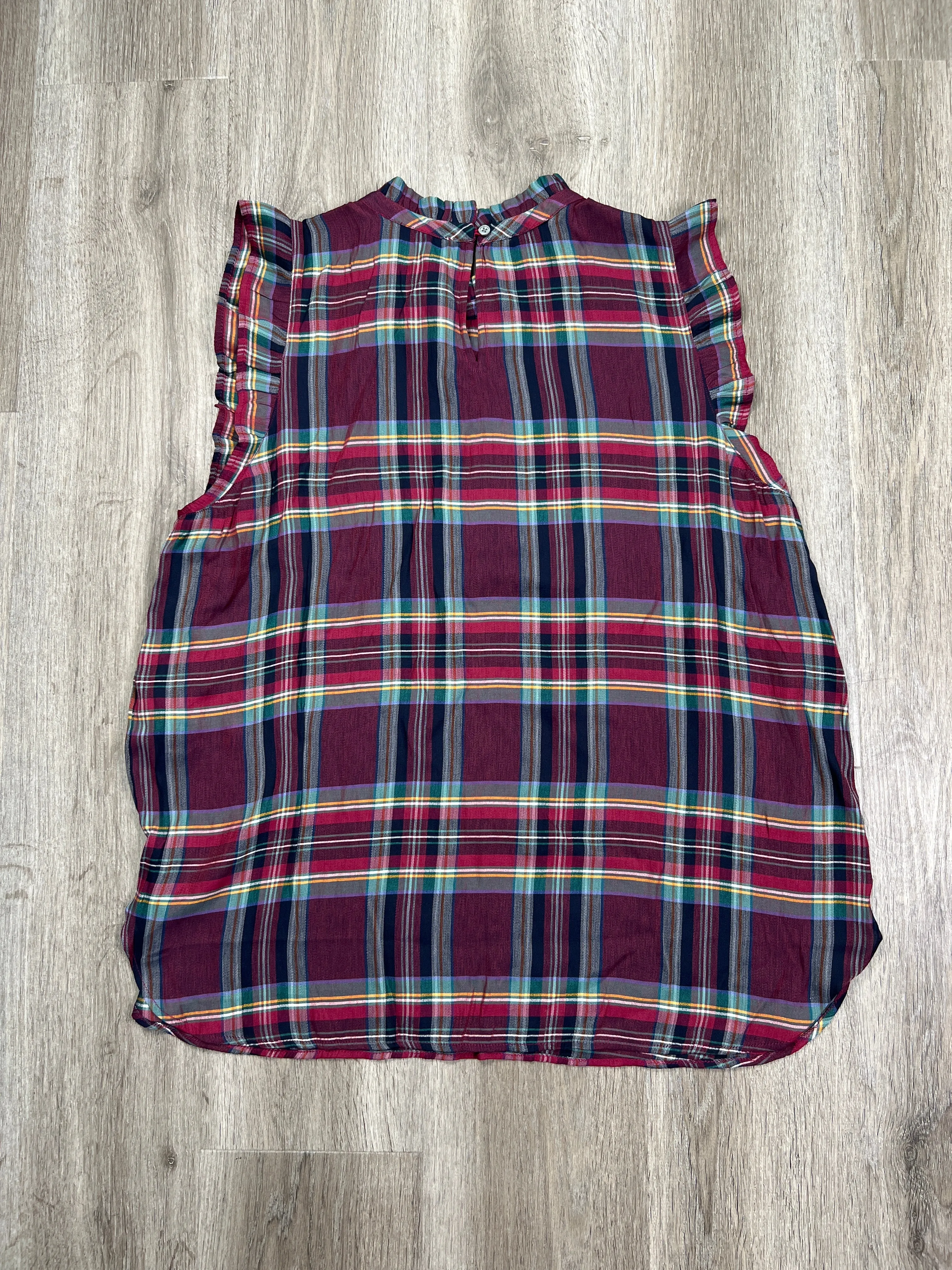 Blouse Sleeveless By Loft In Plaid Pattern, Size: Xl