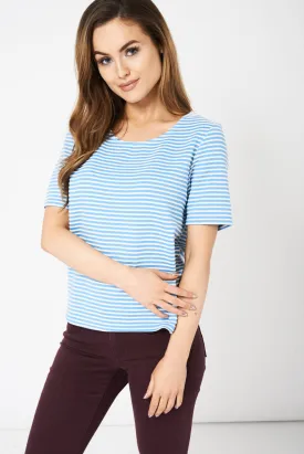 Blue And White Striped Top Ex-Branded Available in Plus Sizes