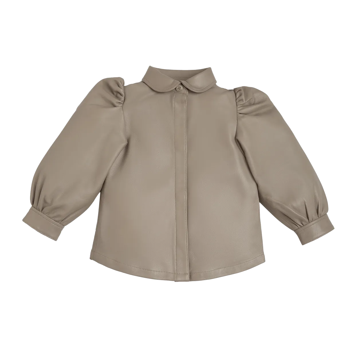 Boa Leather Blouse | Grey Beige Leather