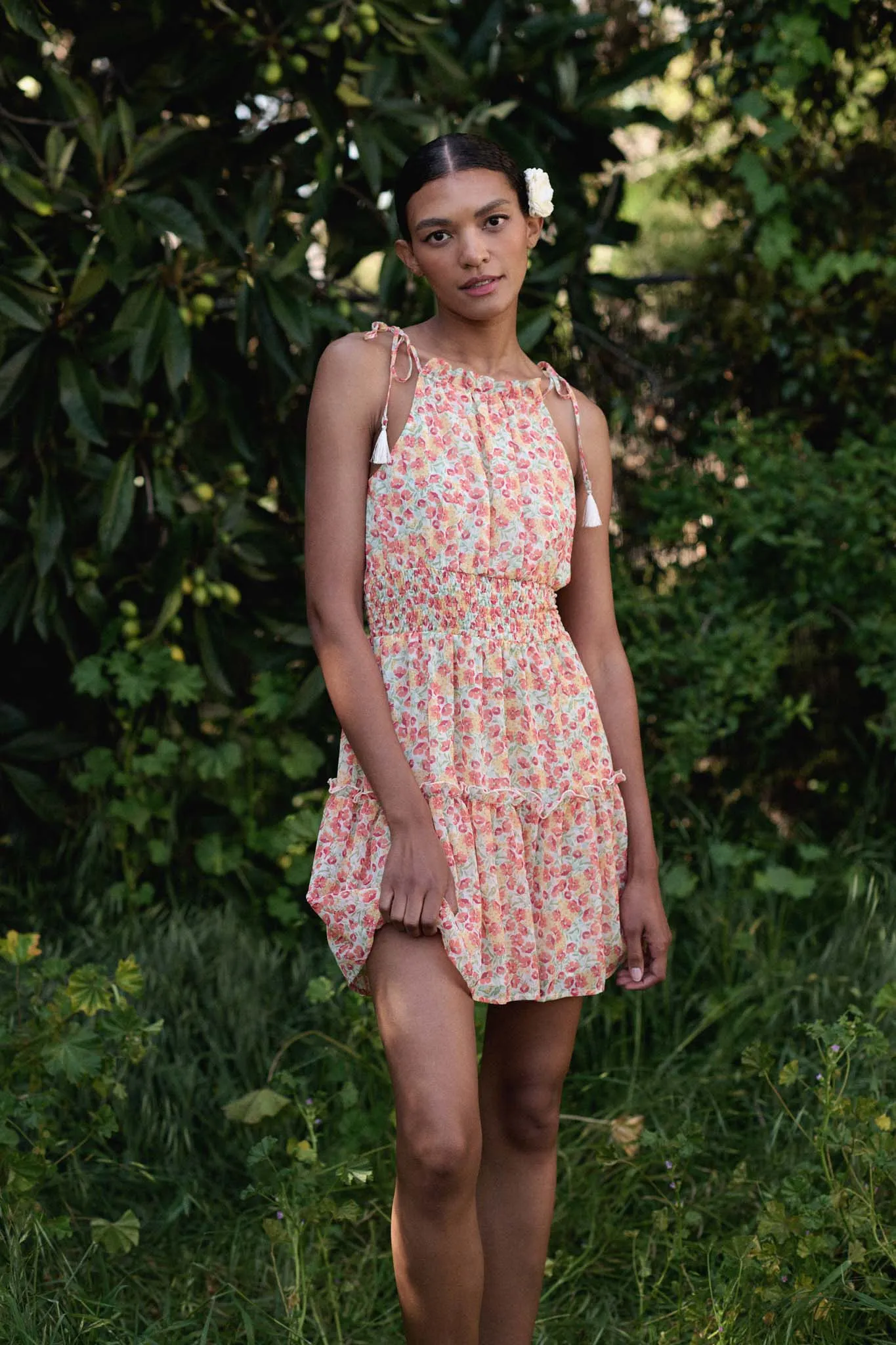 Botanical Beauty Ruffled Floral Mini Sundress