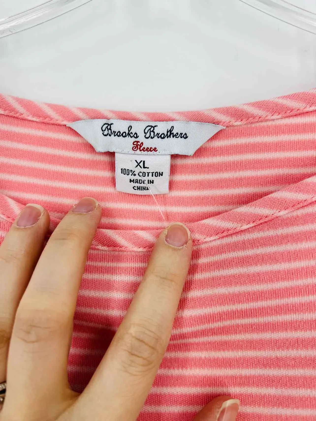 Brooks Brothers Size XL Pink/White Stripe Tops Top-3/4 Sleeve