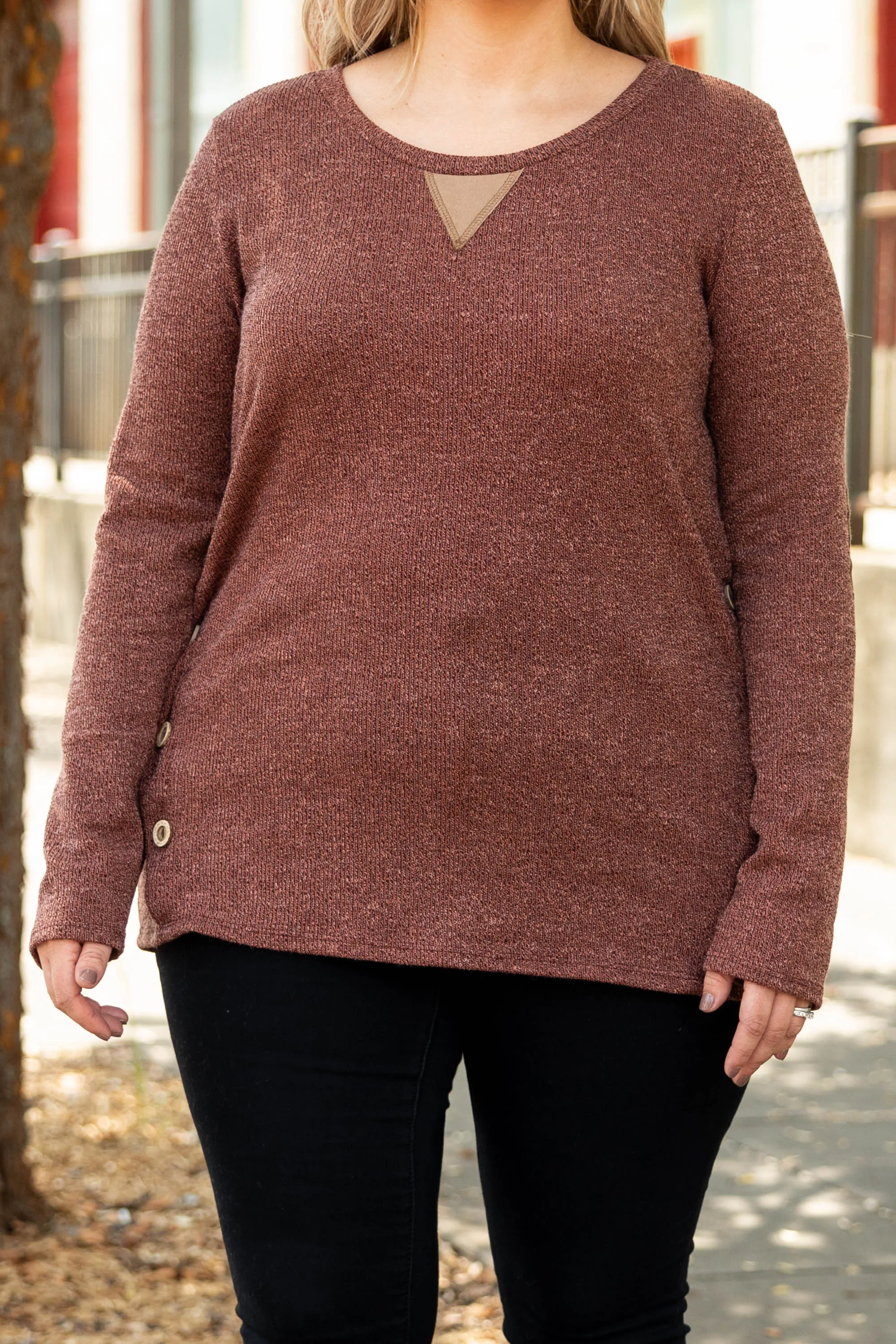 Button Up Top, Red Brown