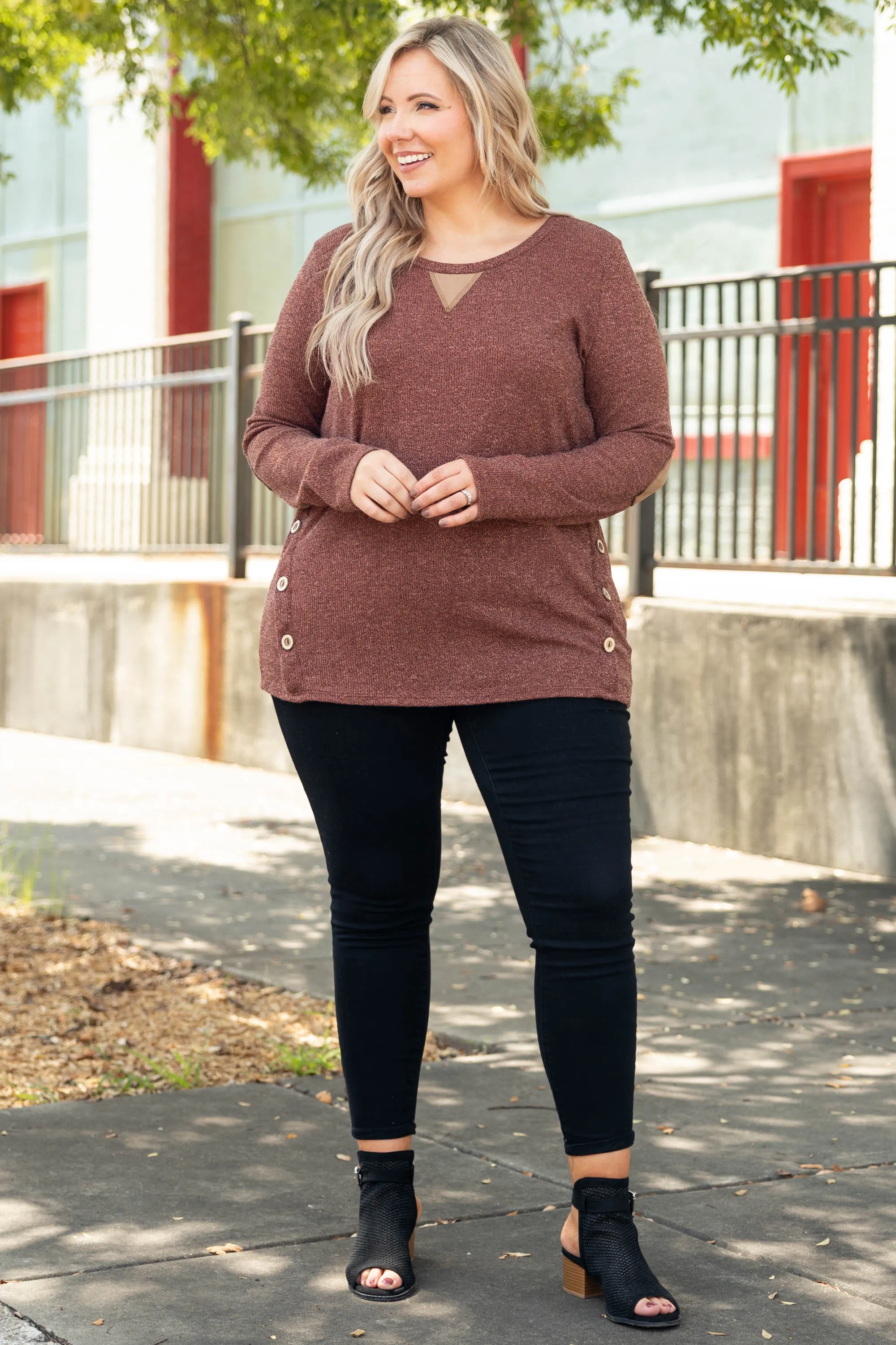 Button Up Top, Red Brown