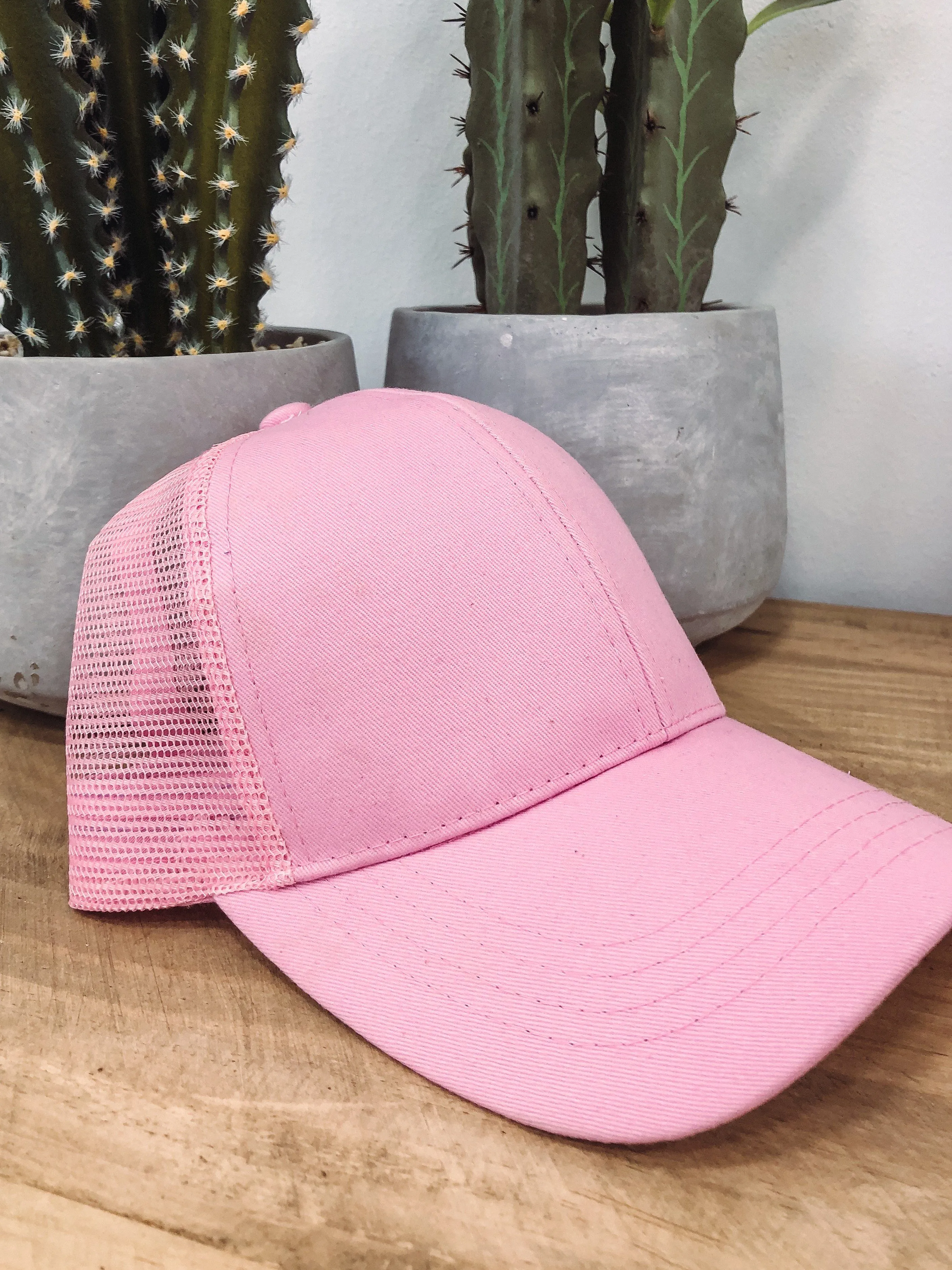 CC Ponytail Pink Mesh Baseball Cap