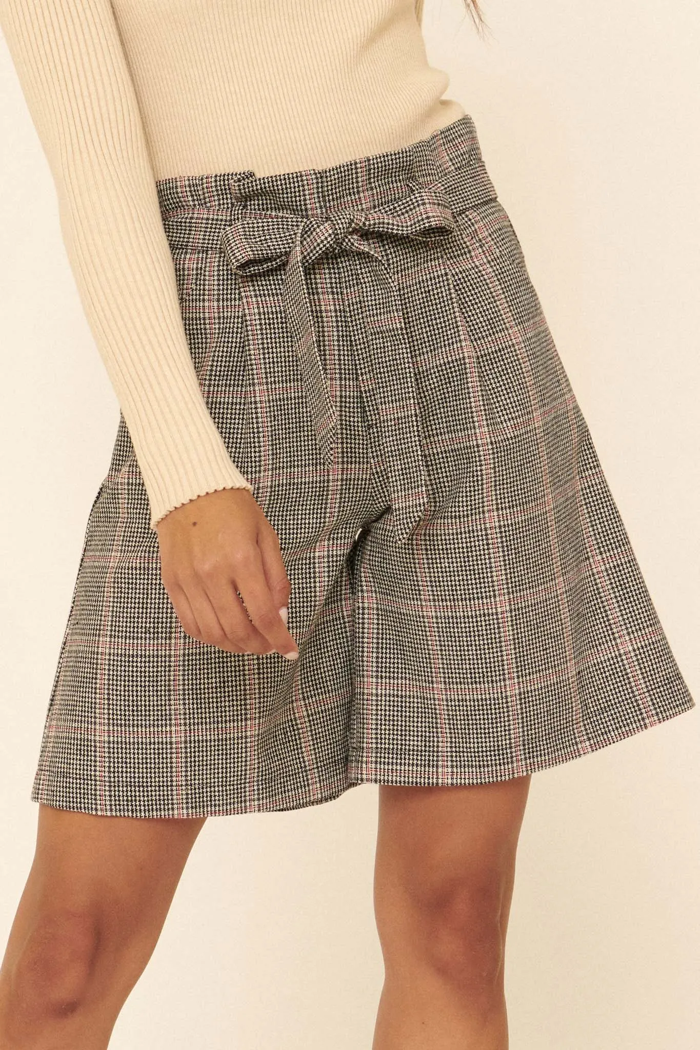 City Streets Plaid Paperbag Culotte Shorts