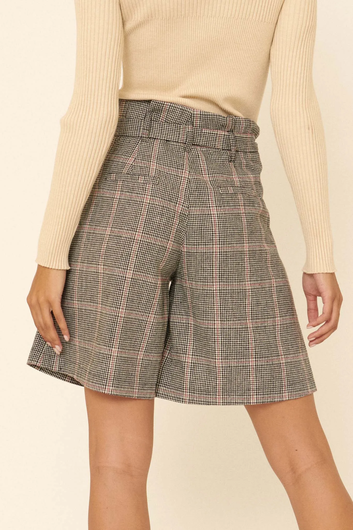 City Streets Plaid Paperbag Culotte Shorts