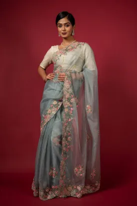 Cocktail Grey Saree