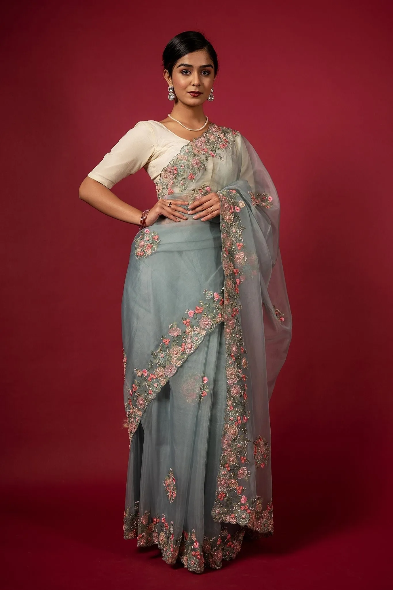 Cocktail Grey Saree