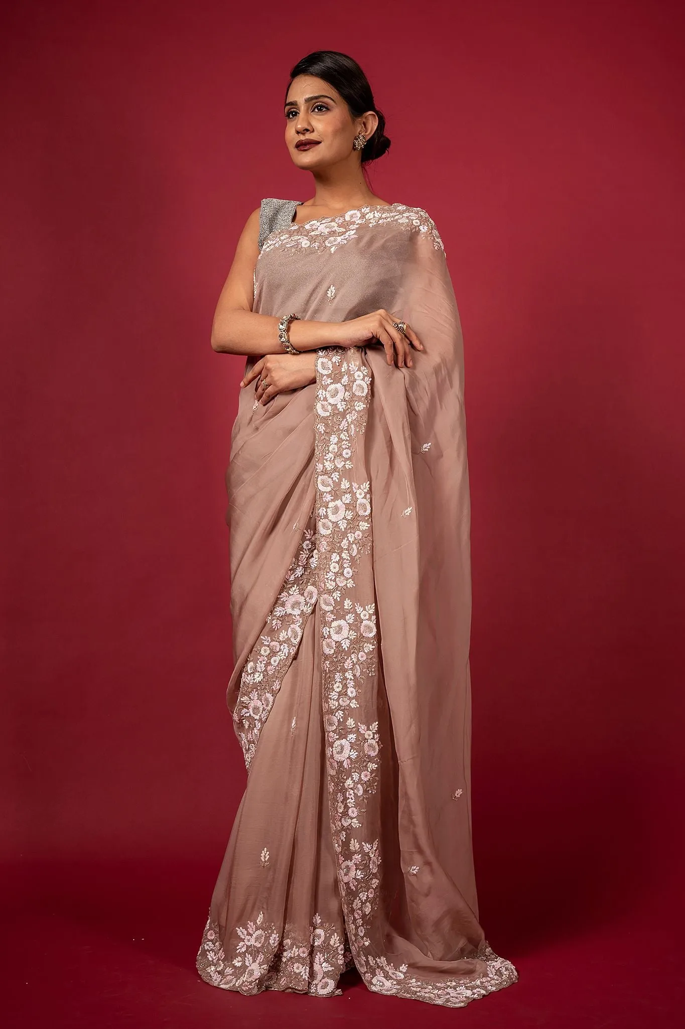 Cocktail Tan Saree