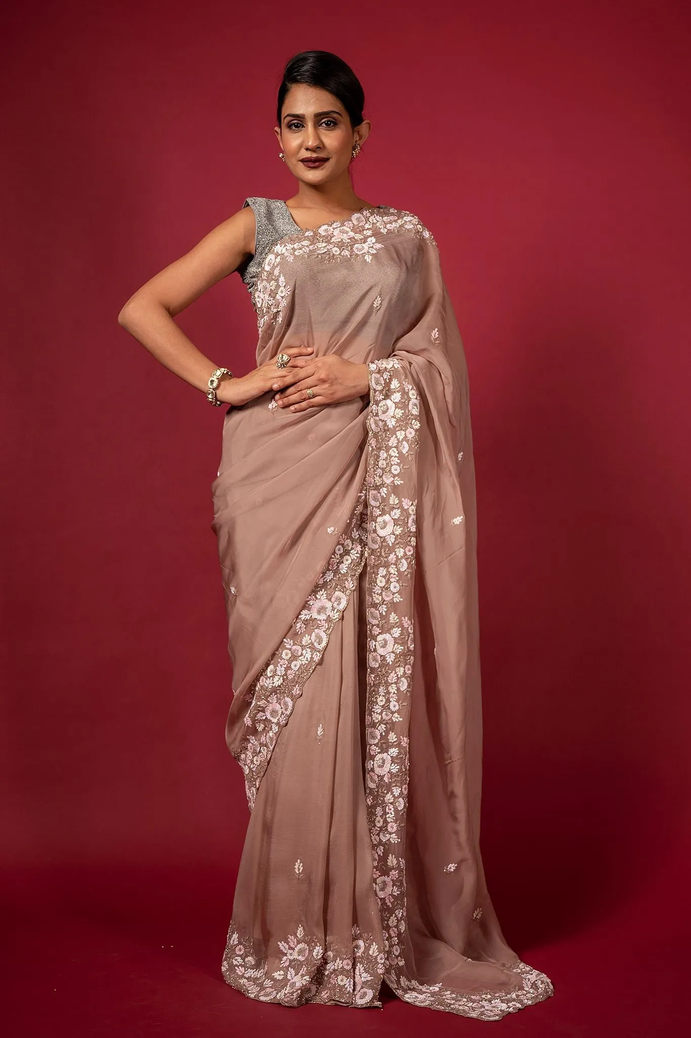 Cocktail Tan Saree