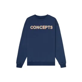 Premium Mens Navy Jubilee Felt Crewneck Sweatshirt by Concepts